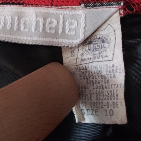 Vintage Michele Red Black & Yellow Plaid Mid Skirt Women's Size 10 - Picture 5 of 8